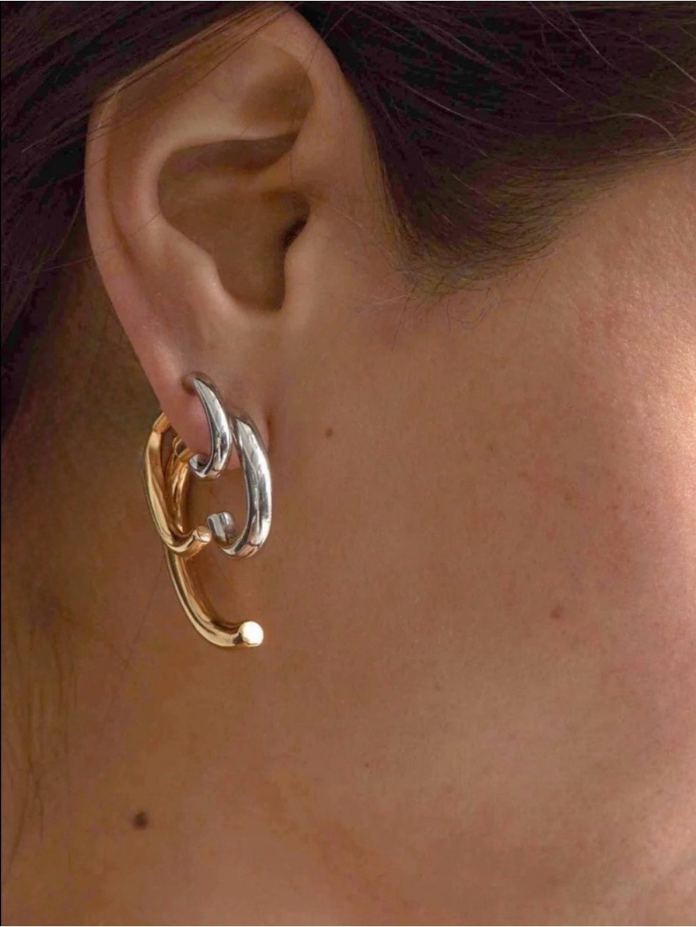 Luna Mini Earrings Two Tone Unique Front Back Convertible Demarson STYLE AU02